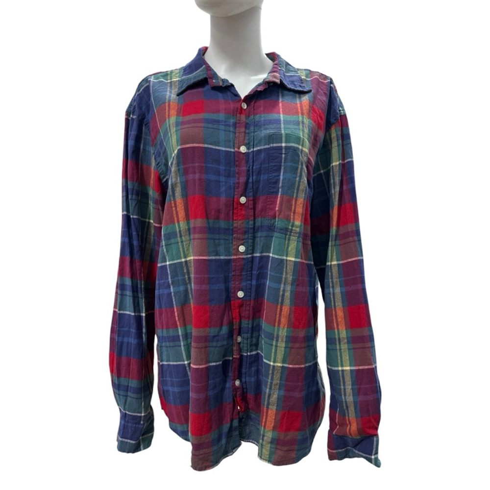 Gap Plaid Button Down Shirt XL Blue Red